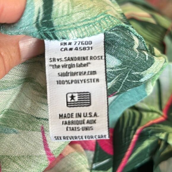 Sandrine Rose Free People Women’s Green Pink Leafy Oversized Button up size m - Picture 5 of 6